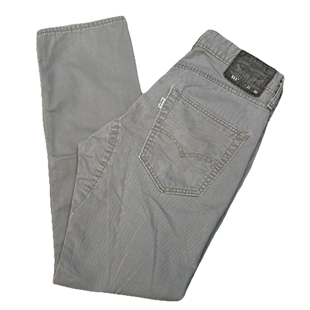 Levi's 511 Slim Straight Leg Jeans Men's 31x30 (32x28) Button Fly Gray Pants